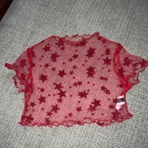 pink sheer star top